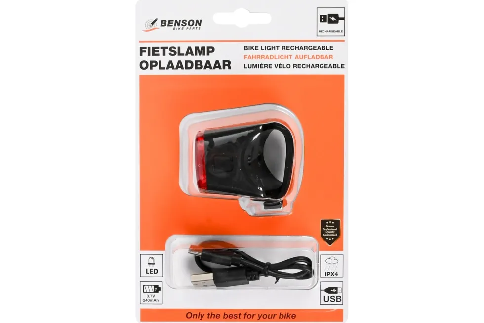 Uppladdningsbar LED baklampa med USB C för cykel