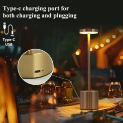 Uppladdningsbar LED Bordslampa i Metall Silver