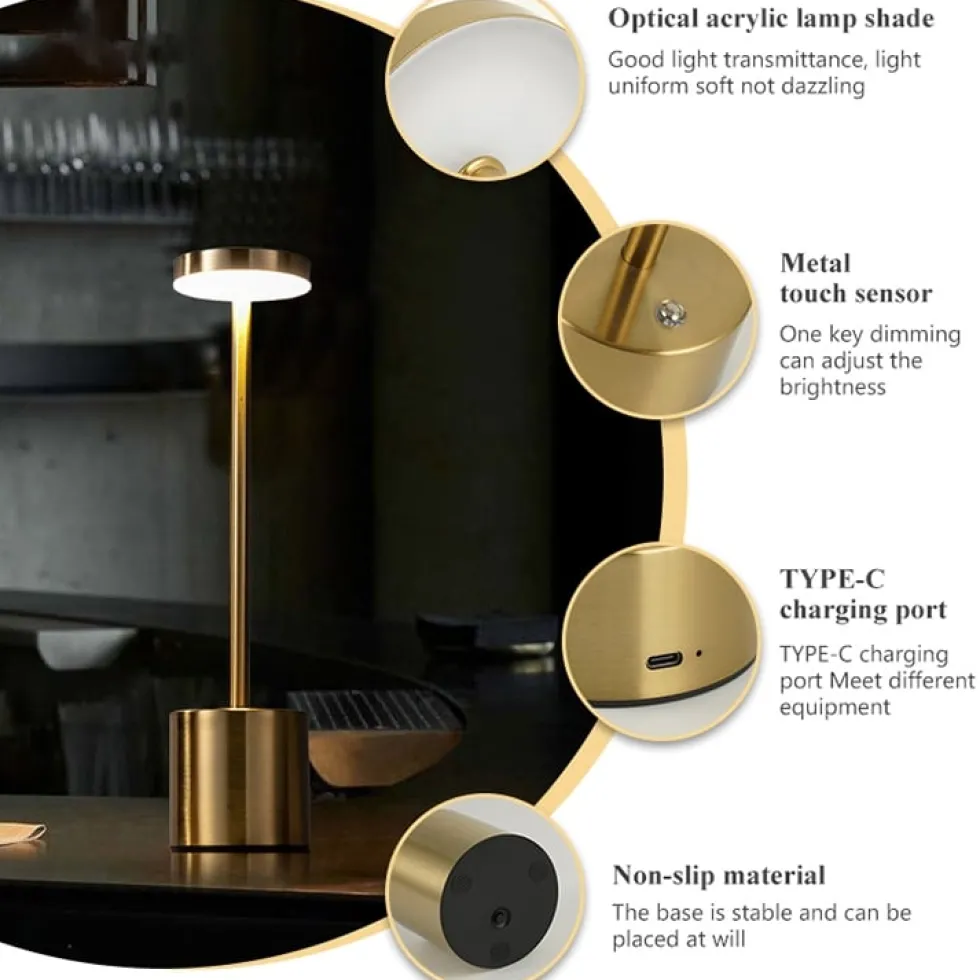 Uppladdningsbar LED Bordslampa i Metall Svart