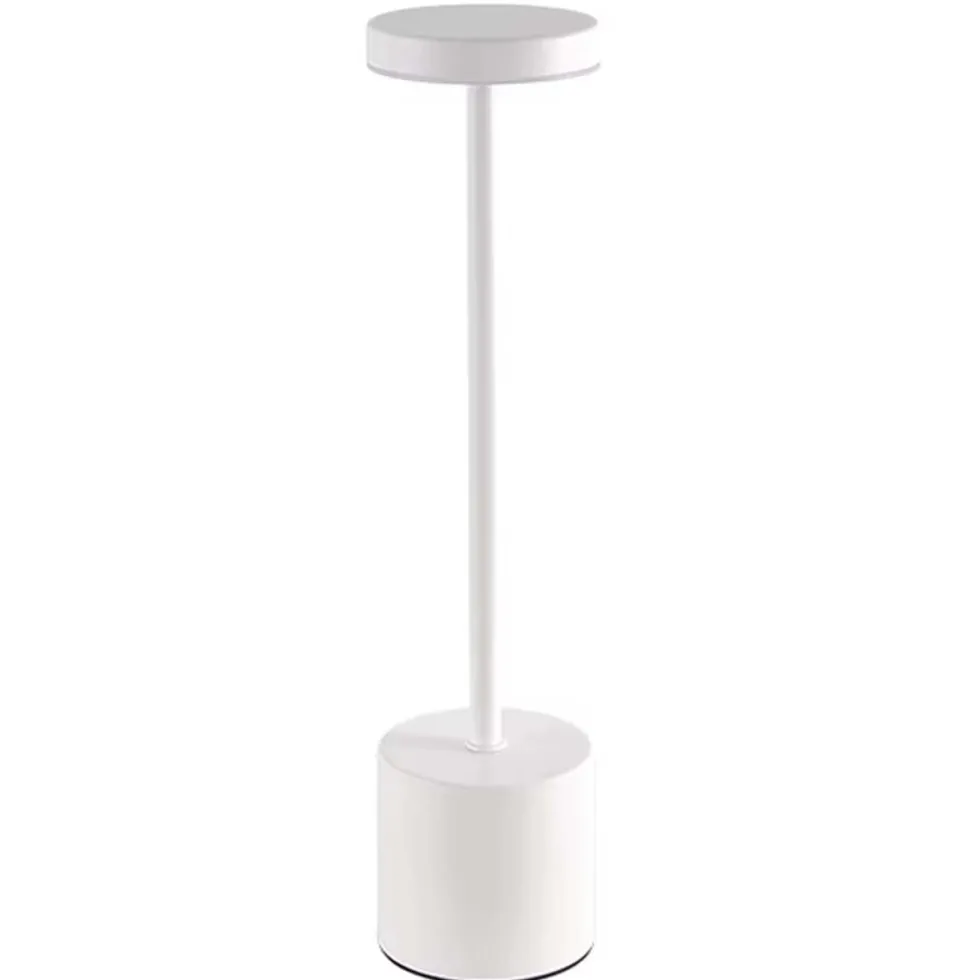Uppladdningsbar LED Bordslampa i Metall Vit