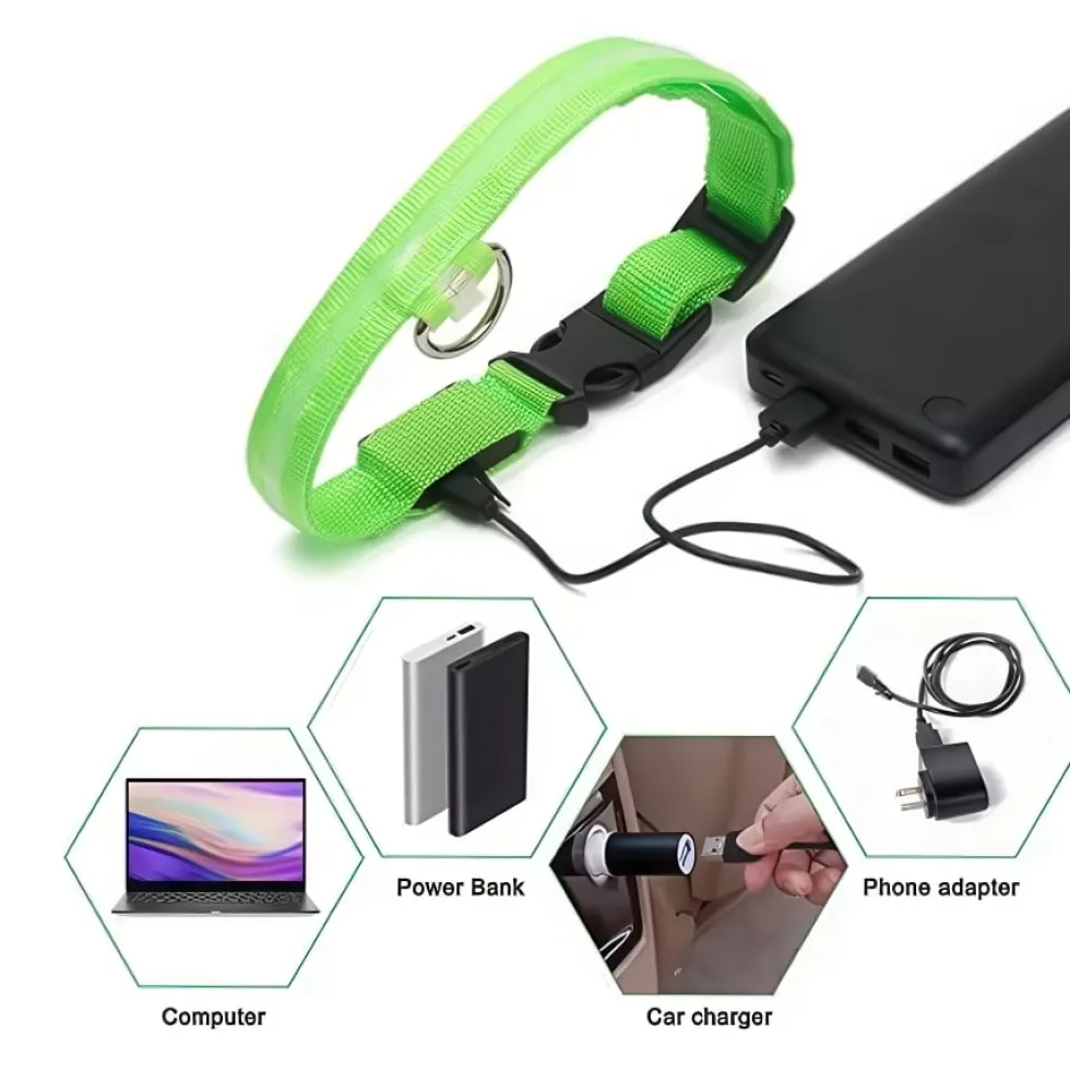 Uppladdningsbart LED-hundhalsband / Reflex & Halsband för hund