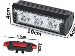 Uppladdningsbart set cykellampa med LED