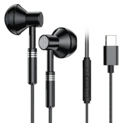 USB-C In-Ear Hörlurar med Sladd DAC Svart