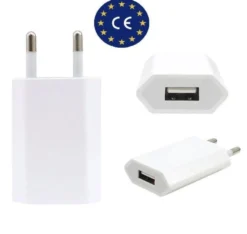 USB-strömadapter från 230V till 5V USB Typ A ho 1A, 5W iPhone