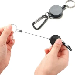 Utdragbar nyckelring med karbinhake 2-pack