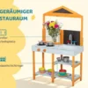 Utomhuslekkök i trä med lerkök, spis, avtagbar diskho och hyllor för barn 3-8 år, ljusblå