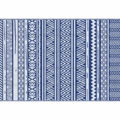 Utomhusmatta 182x274 cm vikbar och vändbar, i blå och vit polypropen