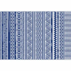 Utomhusmatta 182x274 cm vikbar och vändbar, i blå och vit polypropen