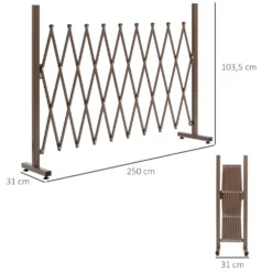 Utomhus trädgårdsstaket i aluminiumlegering, utdragbar trädgårdsgrind, 250x31x103,5 cm, mörk kaffe