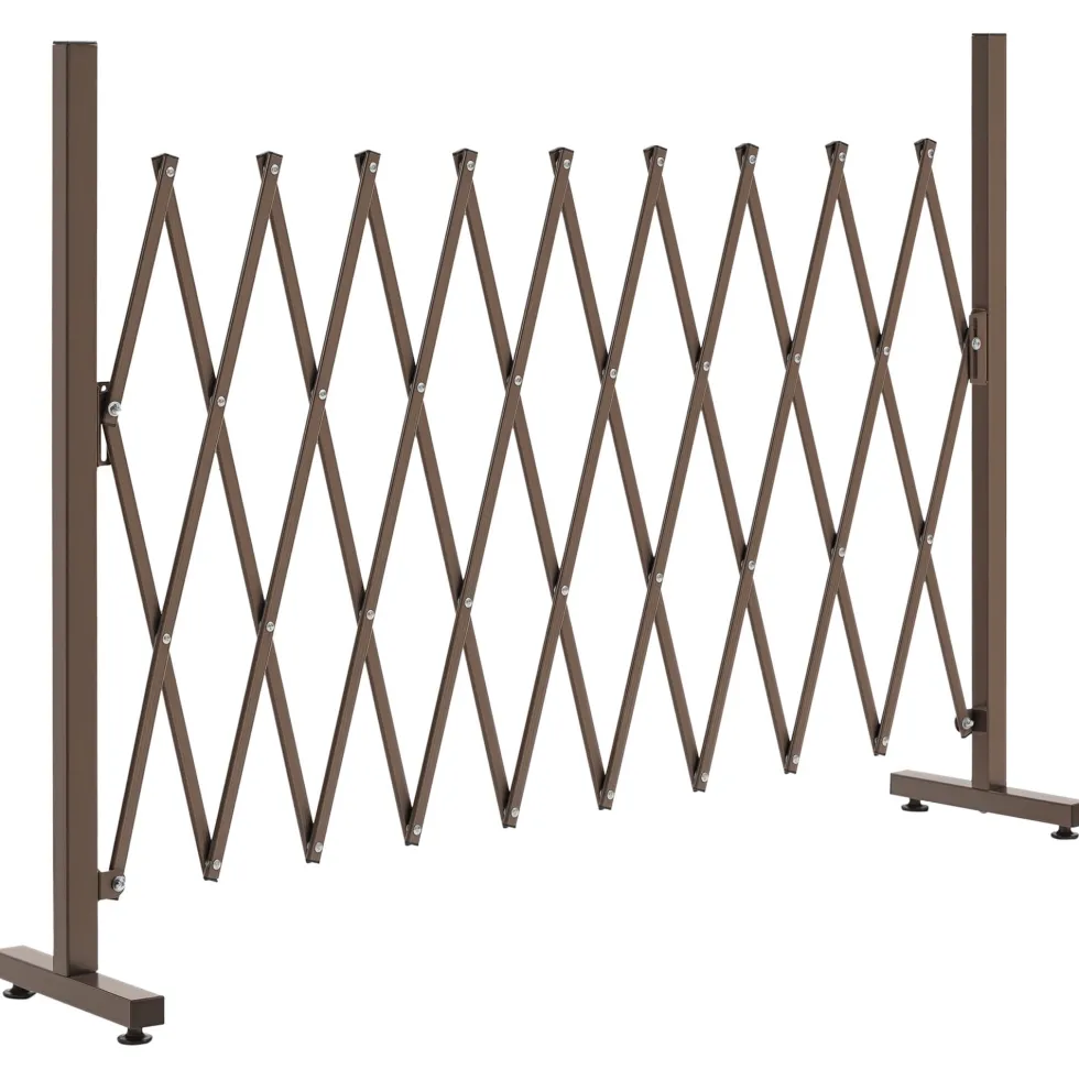 Utomhus trädgårdsstaket i aluminiumlegering, utdragbar trädgårdsgrind, 250x31x103,5 cm, mörk kaffe