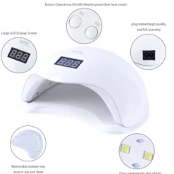 UV/LED nagellampa 48W med sensor och timer 10/30/60s vit