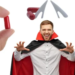 Vampyrtänder med konstgjort blod