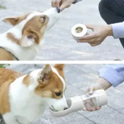 Vattenflaska med matbehållare 200 ml för hund