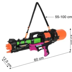 Vattenpistol 60 cm 1,25 l tank 6 m räckvidd med axelband