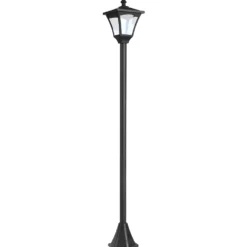 Vattentät IP44 Solcellsdriven LED-trädgårdslampa, 15x15x177 cm, Svart