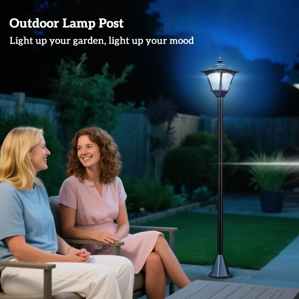 Vattentät IP44 Solcellsdriven LED-trädgårdslampa, 15x15x177 cm, Svart