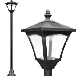 Vattentät IP44 Solcellsdriven LED-trädgårdslampa, 15x15x177 cm, Svart