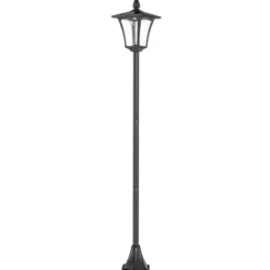 Vattentät IP44 Solcellsdriven LED-trädgårdslampa, 18x18x160 cm, Svart