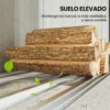 Vedbod i galvaniserat stål med upphöjd bas och sluttande tak 213x66,5x150 cm grön
