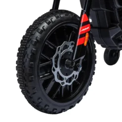 12V Elmotorcykel för Barn, Licensierad Aprilia, Med Avtagbara Stödhjul, 6 km/h, Bakfjädring, Röd