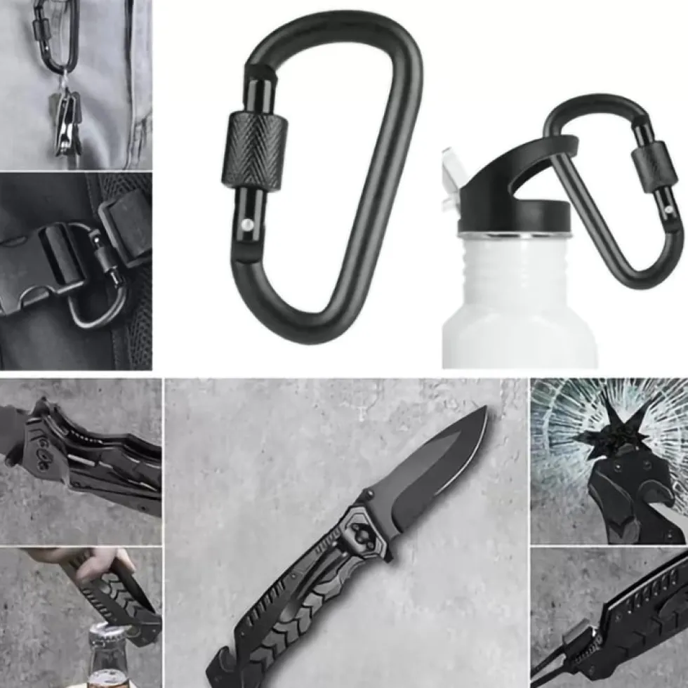 Överlevnadskit / 32-delars set med kniv, kompass och vattentät väska