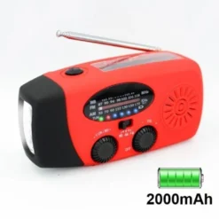 Vevradio med Solceller, Ficklampa och 2000mAh Powerbank SOS