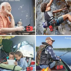 Vevradio med Solceller, Ficklampa och 2000mAh Powerbank SOS