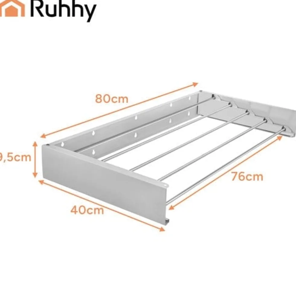 Väggmonterad klädtork 80 cm vikbar aluminium 20 kg belastning