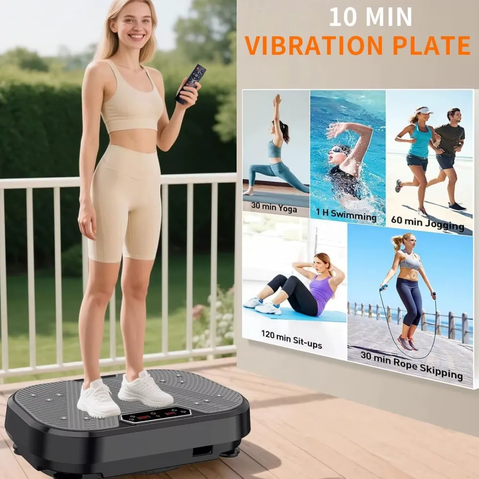 Vibrationsplattform för helkroppsträning med hopprep samt 120 hastighetsnivåer – effektiv vibrationsträning och massage för hemmabruk träning