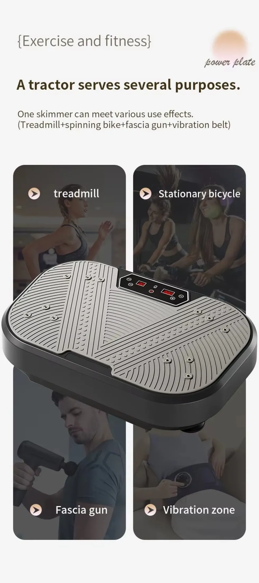 Vibrationsplattform för helkroppsträning med hopprep samt 120 hastighetsnivåer – effektiv vibrationsträning och massage för hemmabruk träning