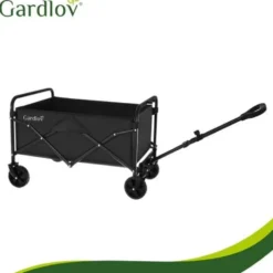 Vikbar trädgårdsvagn 90L 100 kg 4 hjul 360° svängbara svart