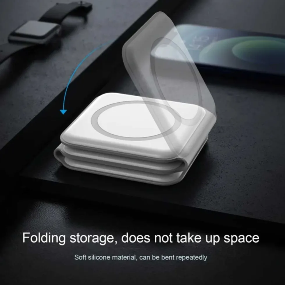 Vikbar Trådlös Mobilladdare 3-i-1 Magsafe Kompatibel Vit