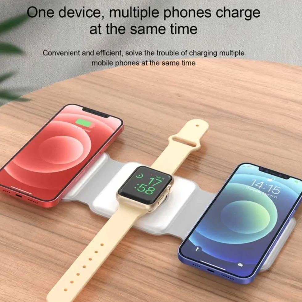 Vikbar Trådlös Mobilladdare 3-i-1 Magsafe Kompatibel Vit