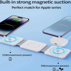 Vikbar Trådlös Mobilladdare 3-i-1 Magsafe Kompatibel Vit