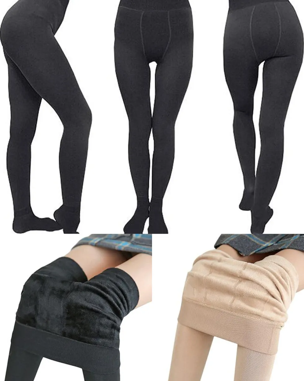 Vinterleggings / Damleggings med fleecefoder och strumpor