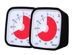 Visuell timer 60 minuter 2-pack – tyst timer för barn, klassrum och läxläsning, svart - klassrum skola för barn
