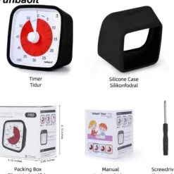 Visuell timer 60 minuter 2-pack – tyst timer för barn, klassrum och läxläsning, svart - klassrum skola för barn