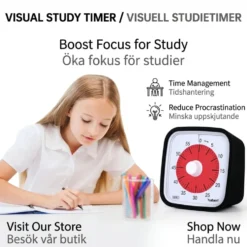 Visuell timer 60 minuter 2-pack – tyst timer för barn, klassrum och läxläsning, svart - klassrum skola för barn
