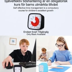 Visuell timer 60 minuter 2-pack – tyst timer för barn, klassrum och läxläsning, svart - klassrum skola för barn