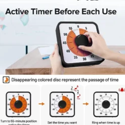 Visuell Timer STOR 60min - klassrum skola för barn 19cm