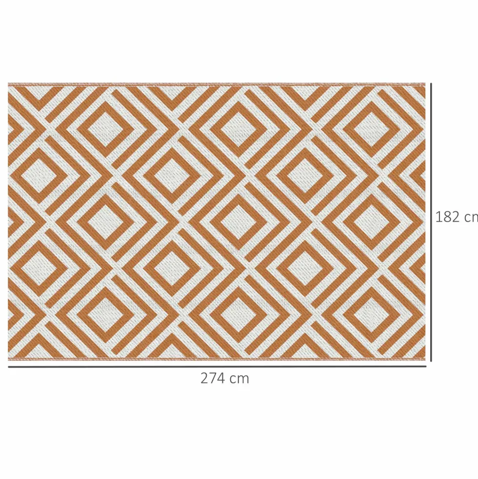 Vändbar utomhusmatta 182x274 cm vattentät plast för terrass uteplats camping strand röd och vit