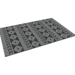 Vändbar utomhusmatta 182x274 cm vattentät anti-UV för husbilsresor svart och grå