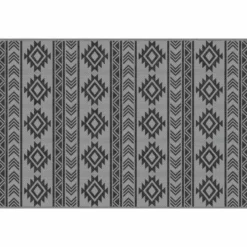 Vändbar utomhusmatta 182x274 cm vattentät anti-UV för husbilsresor svart och grå