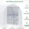 Växthustunnel 9 m² 4,45x2x2 m förstärkt 18 mm stålram vit 6 fönster