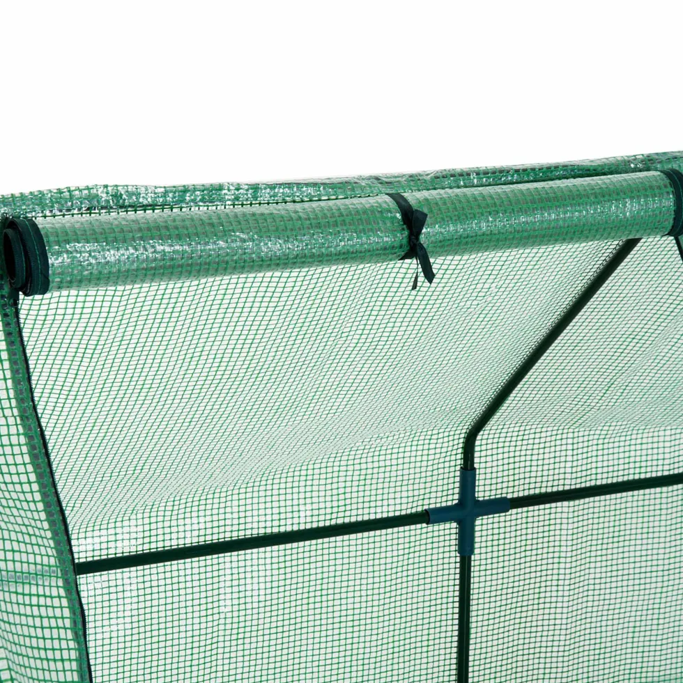 Växthus 270x90x90cm med 3 rullfönster, stål, PE-nätfilm, tomat- och grönsakshus för balkong, trädgård