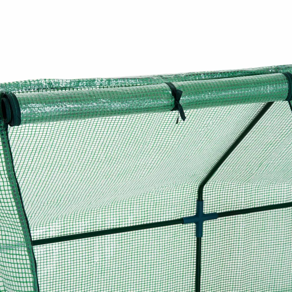 Växthus 270x90x90cm med 3 rullfönster, stål, PE-nätfilm, tomat- och grönsakshus för balkong, trädgård
