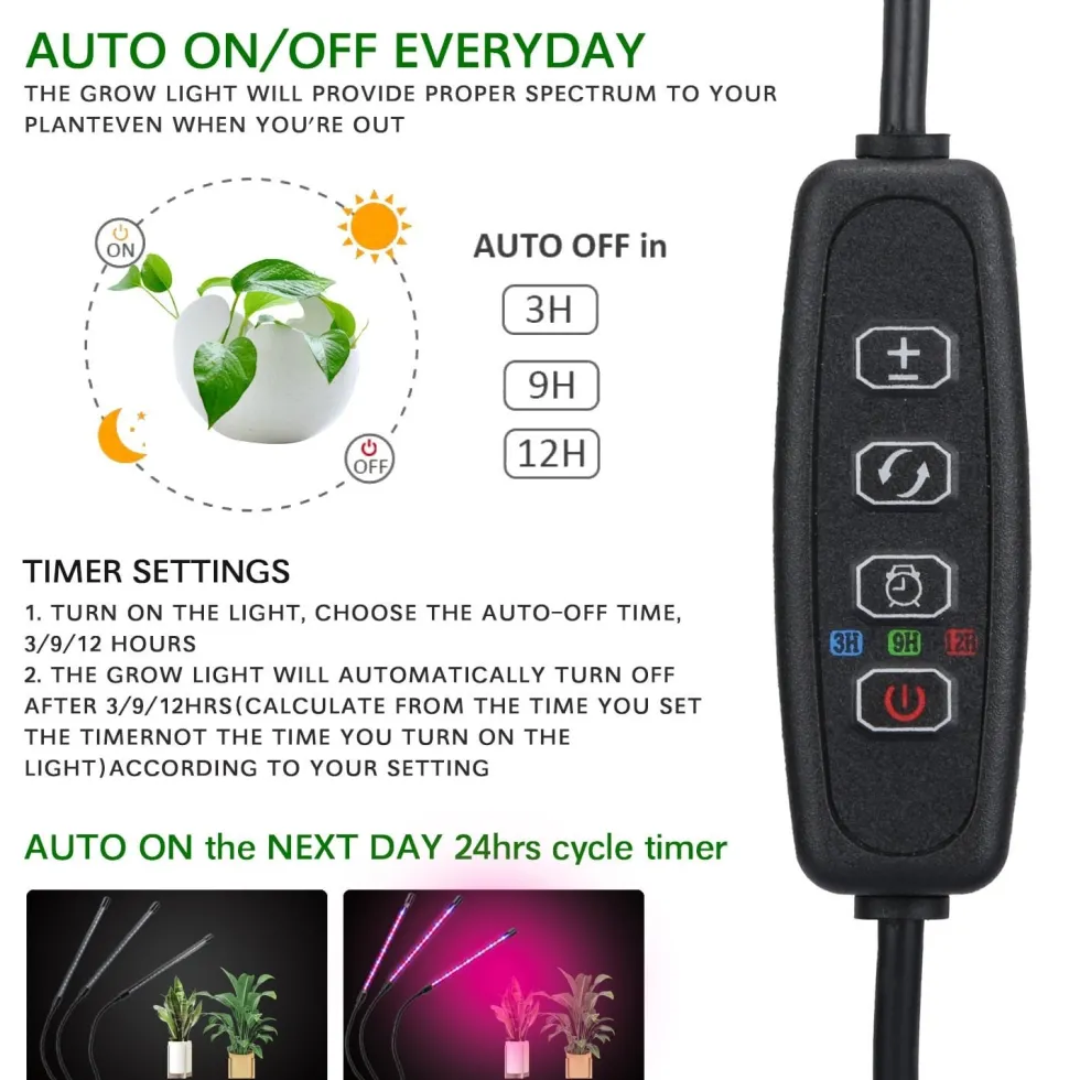 Växtlampa, 60 LED fullspektrum odlingslampa Växtljus Växtlampa 3 timers
