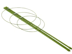 Växtstöd 120 cm med 3 justerbara ringar grön metall/plast