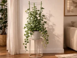 Växtstöd 120 cm med 3 justerbara ringar grön metall/plast