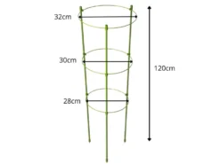 Växtstöd 120 cm med 3 justerbara ringar grön metall/plast